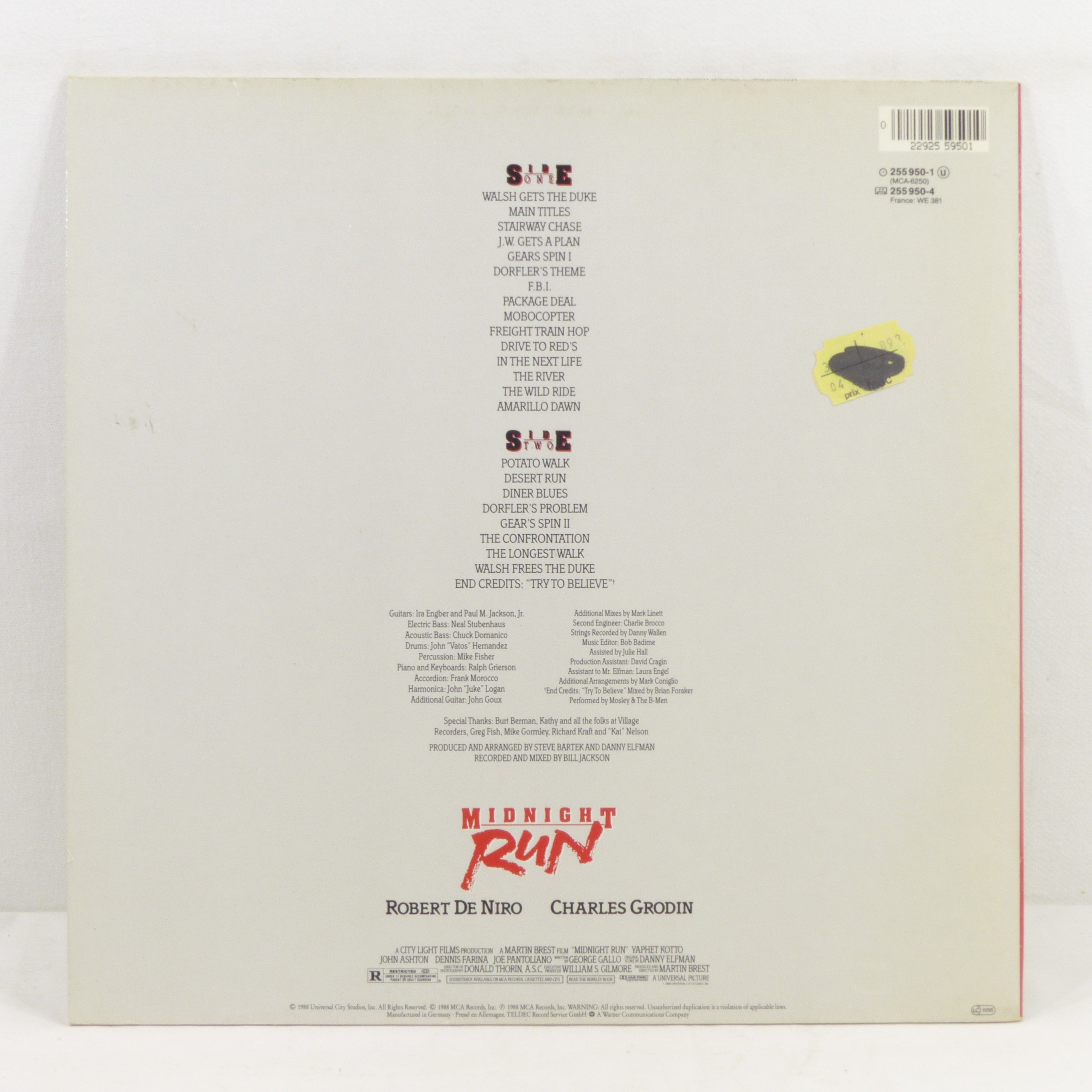 Vinyle 33T Danny Elfman ‎/ Midnight Run (Original Motion Picture Soundtrack) - MCA records 1988 Bon état - Vue 2 - 